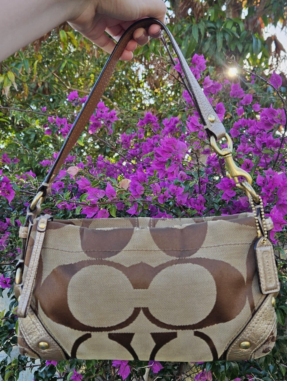 Coach Y2K Signature Mini Carly Shoulder Bag Champagne Mini 10730